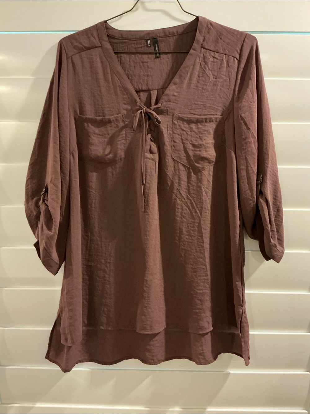 EUC - Maurice’s Women's Mauve Tie-Neck Blouse - Size XL
